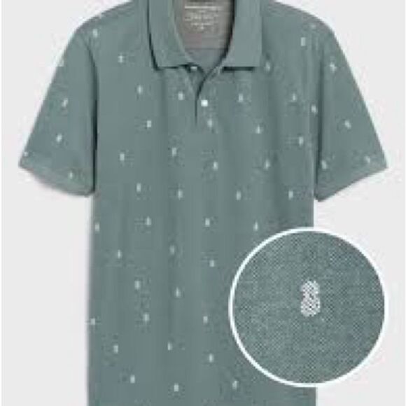 BANANA REPUBLIC TROPICAL PRINT COTTON PIQUE POLO men’s large - Picture 1 of 7